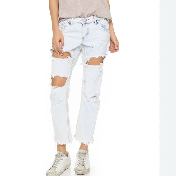 Revolve One Teaspoon Iced Blue Distressed Denim/Jeans(Size 28) - Picture 1 of 10